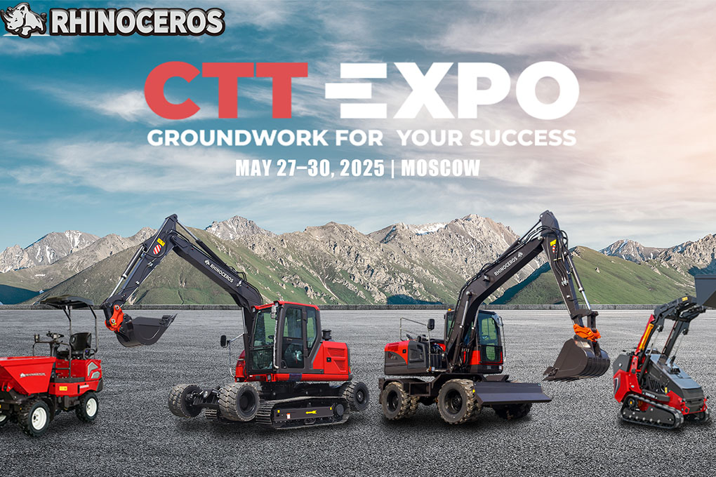 Visual gerai Rhinoceros Excavators untuk CTT Expo Moscow 2025 — Pavilion 1, Dewan 4, Gerai 4-110